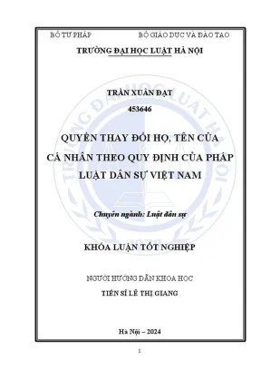 Khóa luận tốt nghiệp quyền thay đổi họ tên của cá nhân theo quy định của pháp luật dân sự việt nam