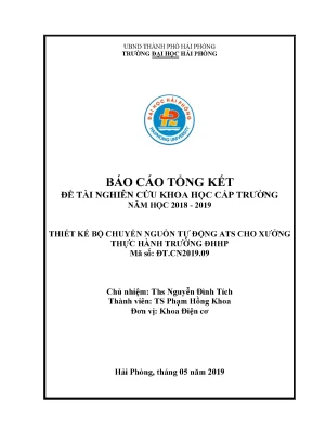 Đề tài nghiên cứu khoa học cấp trường thiết kế bộ chuyển nguồn tự động ats cho xưởng thực hành trường đại học hải phòng
