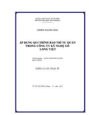 Luận văn thạc sĩ quản trị kinh doanh áp dụng qui trình bảo trì tự quản trong công ty kỹ nghệ gỗ long việt