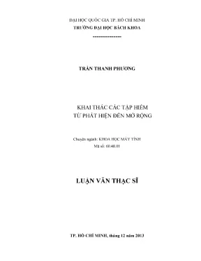 Luận văn thạc sĩ khoa học máy tính khai thác các tập hiếm từ phát hiện đến mở rộng