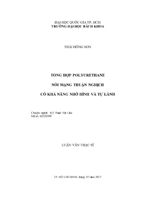 Luận văn thạc sĩ kỹ thuật vật liệu tổng hợp polyurethane nối mạng thuận nghịch có khả năng nhớ hình và tự lành