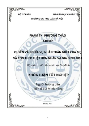 Quyền và nghĩa vụ nhân thân giữa cha mẹ và con theo luật hôn nhân và gia đình 2014