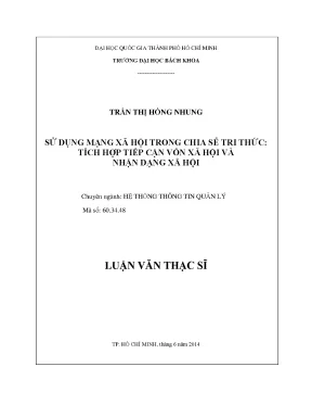 Luận văn thạc sĩ hệ thống thông tin quản lý sử dụng mạng xã hội trong chia sẻ tri thức tích hợp tiếp cận vốn xã hội và nhận dạng xã hội