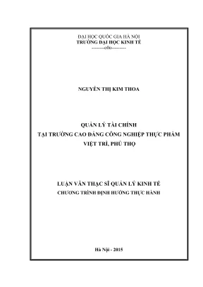 Luận văn thạc sĩ quản lý kinh tế quản lý tài chính tại trường cao đẳng công nghiệp thực phẩm việt trì phú thọ