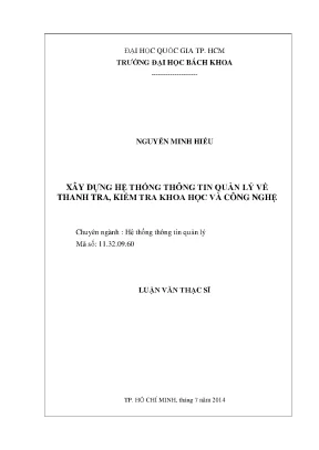 Luận văn thạc sĩ hệ thống thông tin quản lý xây dựng hệ thống thông tin quản lý về thanh tra kiểm tra khoa học và công nghệ