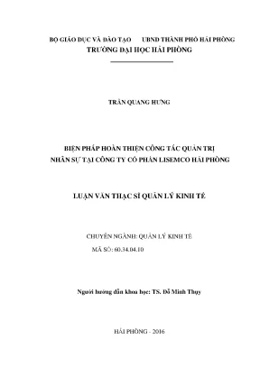 Luận văn thạc sĩ quản lý kinh tế biện pháp hoàn thiện công tác quản trị nhân sự tại công ty cổ phần lisemco hải phòng