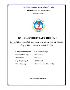 Chuyên đề thực tập nâng cao chất lượng chương trình du lịch nội địa của công ty vietravel chi nhánh hà nội