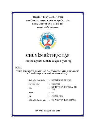 Chuyên đề thực tập thực trạng và giải pháp cải tạo các khu chung cư cũ trên địa bàn thành phố hà nội