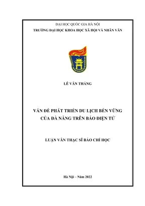 Luận văn thạc sĩ báo chí học vấn đề phát triển du lịch bền vững của đà nẵng trên báo điện tử