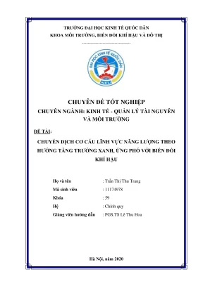 Chuyên đề tốt nghiệp chuyển dịch cơ cấu lĩnh vực năng lượng theo hướng tăng trưởng xanh ứng phó với biến đổi khí hậu