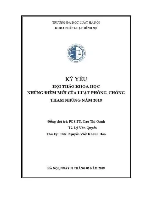 Kỷ yếu hội thảo khoa học cấp trường những điểm mới của luật phòng chống tham nhũng năm 2018