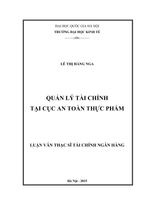 Luận văn thạc sĩ tài chính ngân hàng quản lý tài chính tại cục an toàn thực phẩm