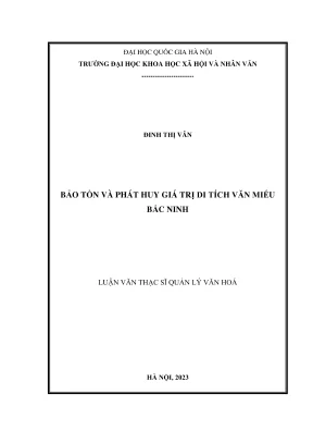 Luận văn thạc sĩ quản lý văn hóa bảo tồn và phát huy giá trị di tích văn miếu bắc ninh