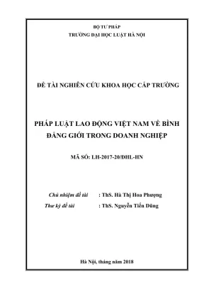 Đề tài nghiên cứu khoa học cấp trường pháp luật lao động việt nam về bình đẳng giới trong doanh nghiệp phần 1