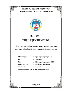 Chuyên đề thực tập phân tích thiết kế hệ thống thông tin quản lý hợp đồng tại công ty cổ phần phát triển công nghệ xây dựng nam hà
