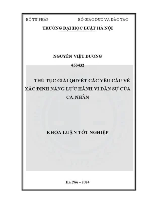 Khóa luận tốt nghiệp thủ tục giải quyết yêu cầu về xác định năng lực hành vi dân sự của cá nhân