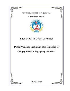 Chuyên đề thực tập tốt nghiệp quản lý kênh phân phối sản phẩm tại công ty tnhh công nghệ y tế pmes