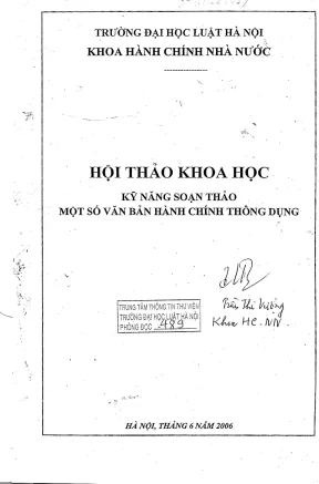 Kỷ yếu hội thảo khoa học cấp khoa kỹ năng soạn thảo một số văn bản hành chính thông dụng