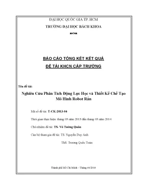 Đề tài nghiên cứu khoa học cấp trường nghiên cứu phân tích động lực học và thiết kế chế tạo mô hình robot rắn