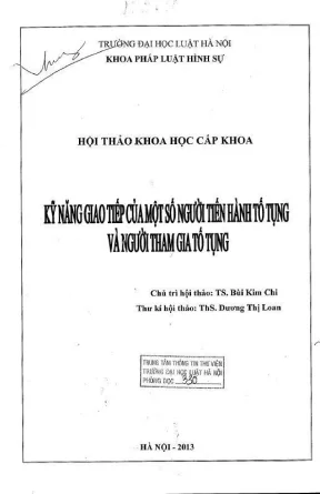 Hội thảo khoa học cấp khoa kỹ năng giao tiếp của một số người tiến hành tố tụng và người tham gia tố tụng