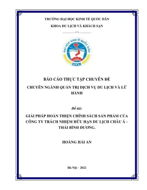 Chuyên đề thực tập giải pháp hoàn thiện chính sách sản phẩm của công ty tnhh du lịch châu á thái bình dương