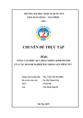 Chuyên đề thực tập nâng cao hiệu quả hoạt động kinh doanh tại các doanh nghiệp bất động sản niêm yết