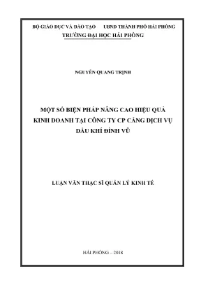 Luận văn thạc sĩ quản lý kinh tế một số biện pháp nâng cao hiệu quả kinh doanh tại công ty cổ phần cảng dịch vụ dầu khí đình vũ