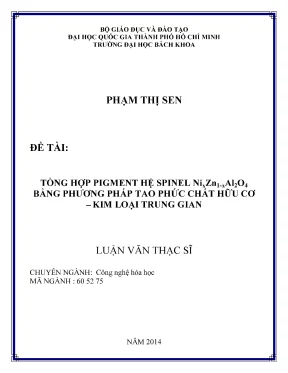 Luận văn thạc sĩ công nghệ hóa học tổng hợp pigment hệ spinel nixzn1xal2o4 bằng phương pháp tao phức chất hữu cơ kim loại trung gian