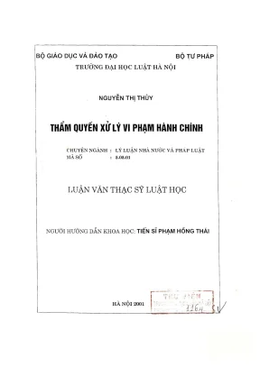 Luận văn thạc sĩ luật học thẩm quyền xử lý vi phạm hành chính