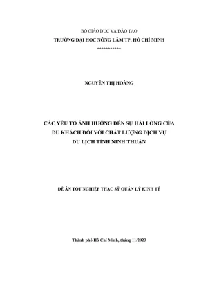 Luận văn thạc sĩ quản lý kinh tế các yếu tố ảnh hưởng đến sự hài lòng của du khách đối với chất lượng dịch vụ du lịch tỉnh ninh thuận