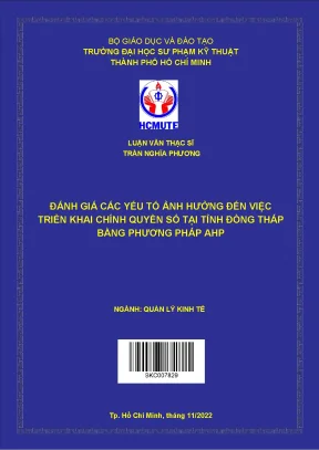 Đánh giá các yếu tố ảnh hưởng đến việc triển khai chính quyền số tại đồng tháp bằng phương pháp ahp