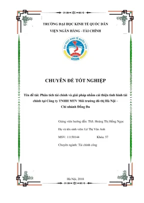 Chuyên đề tốt nghiệp phân tích tài chính và giải pháp nhằm cải thiện tình hình tài chính tại công ty tnhh mtv môi trường đô thị hà nội chi nhánh đống đa urenco 4