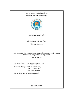 Đề tài nghiên cứu khoa học cấp trường xây dựng bộ sản phẩm quảng bá trường đại học hải phòng trong hoạt động hợp tác quốc tế