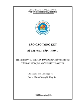 Đề tài nghiên cứu khoa học cấp trường trích chọn sự kiện an toàn giao thông trong văn bản sử dụng ngôn ngữ tiếng việt
