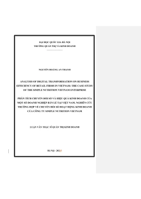 Luận văn thạc sĩ quản trị kinh doanh analysis of digital transformation on business efficiency of retail firms in vietnam the case study of the simple nutrition vietnam enterprise