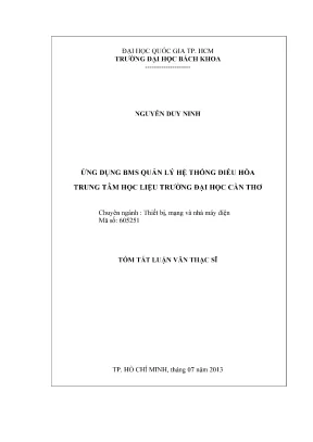 Luận văn thạc sĩ thiết bị mạng và nhà máy điện ứng dụng bms quản lý hệ thống điều hòa trung tâm học liệu trường đại học cần thơ