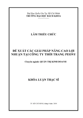 Luận văn thạc sĩ quản trị kinh doanh đề xuất các giải pháp nâng cao lợi nhuận tại công ty thời trang peony