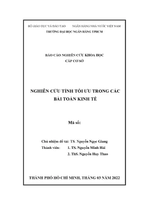 Báo cáo nghiên cứu khoa học đề tài cấp cơ sở nghiên cứu tính tối ưu trong các bài toán kinh tế