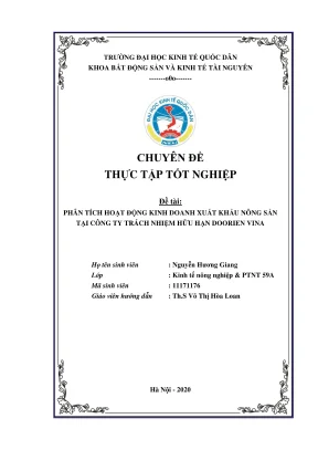 Phân tích hoạt động kinh doanh xuất khẩu nông sản tại công ty trách nhiệm hữu hạn doorien vina