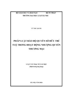 Luận văn thạc sĩ luật học pháp luật bảo hộ quyền sở hữu trí tuệ trong hoạt động nhượng quyền thương mại