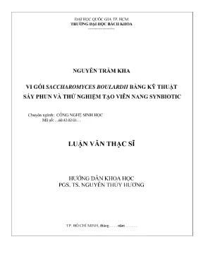 Luận văn thạc sĩ công nghệ sinh học vi gói saccharomyces boulardii bằng kỹ thuật sấy phun và thử nghiệm tạo viên nang synbiotic