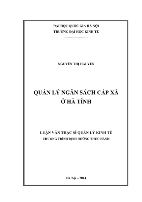 Luận văn thạc sĩ quản lý kinh tế quản lý ngân sách cấp xã ở hà tĩnh