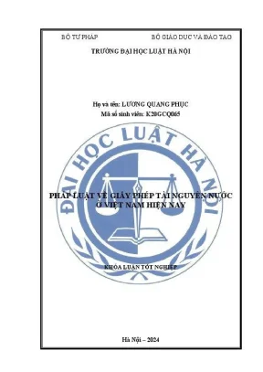 Khóa luận tốt nghiệp pháp luật về giấy phép tài nguyên nước ở việt nam hiện nay