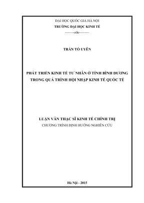 Luận văn thạc sĩ kinh tế chính trị phát triển kinh tế tư nhân ở tỉnh bình dương trong quá trình hội nhập kinh tế quốc tế