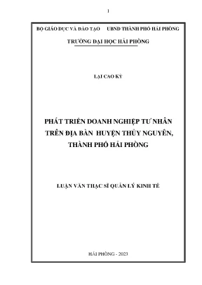 Luận văn thạc sĩ quản lý kinh tế phát triển doanh nghiệp tư nhân trên địa bàn huyện thủy nguyên thành phố hải phòng