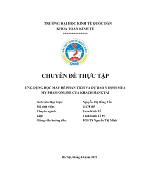 Chuyên đề thực tập ứng dụng học máy để phân tích và dự báo ý định mua mỹ phẩm online của khách hàng