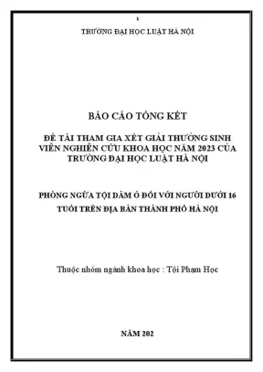 Đề tài nghiên cứu khoa học phòng ngừa tội dâm ô đối với người dưới 16 tuổi trên địa bàn thành phố hà nội