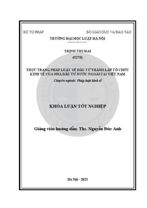 Khoá luận tốt nghiệp thực trạng pháp luật về đầu tư thành lập tổ chức kinh tế của nhà đầu tư nước ngoài tại việt nam