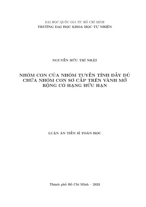 Luận án tiến sĩ toán học nhóm con của nhóm tuyến tính đầy đủ chứa nhóm con sơ cấp trên vành mở rộng có hạng hữu hạn
