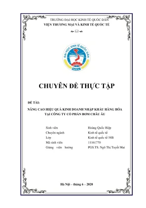 Chuyên đề thực tập nâng cao hiệu quả nhập khẩu hàng hóa tại công ty cổ phần bơm châu âu pecom